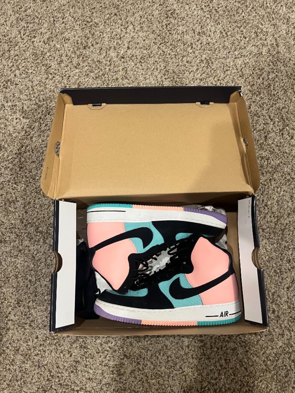 Nike Air Force 1 High Black Pink Teal Multicolor Sneakers Men’s Size 11